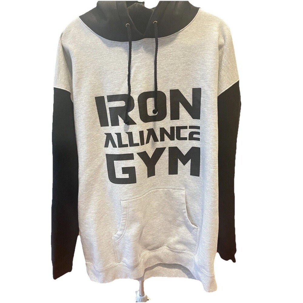 Iron Alliance Men’s 3x Gym Hoodie Gray And Black Pullover Big & Tall Active